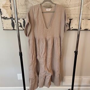 Carly Jean Los Angeles Taupe V-Neck Dress